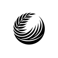 Elegant Black and White Palm Leaf Circle Logo, Minimalist Design