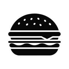 Burger Stencil Icon Vector Illustration