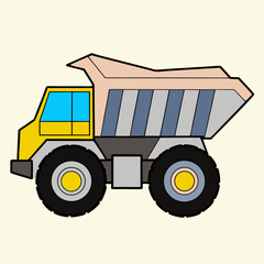 Fototapeta premium A mining dump truck drawing vector icon illustration on white background.