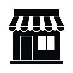 Cafe Storefront Stencil Icon Vector Illustration