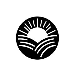 Sunrise Over Rolling Hills: Minimalist Vector Logo