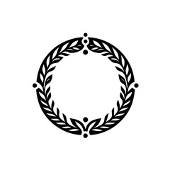 Minimalist Laurel Wreath Frame, Decorative Black and White Design