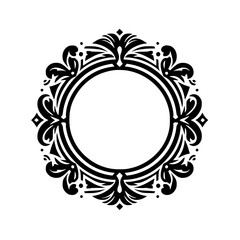 Elegant Black and White Ornamental Frame, Vector Illustration