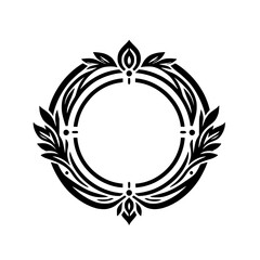 Elegant Black & White Floral Circle Frame for Design