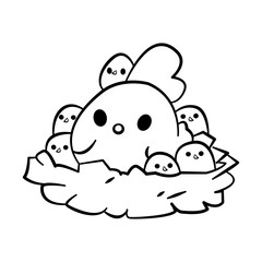 cute black and white animal coloring book vector logo