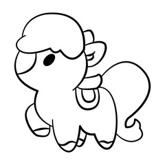 cute black and white animal coloring book vector logo
