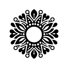 Elegant Black and White Floral Mandala Design, Decorative Ornament