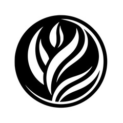 Abstract Organic Logo, Black and White Emblem, Design Concept, Growth, Nature