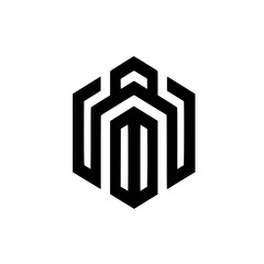Geometric Abstract Logo Design: Hexagon with Modern Architecture Motif