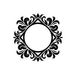 Elegant Black & White Floral Frame – Vector Illustration for Design Elements