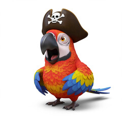 Naklejka premium 3D Cartoon Parrot Pirate A Colorful Squawking Bird in a Captain's Hat