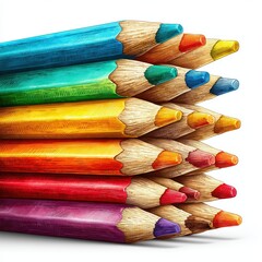 Colorful school supplies vibrant pencils in artistic arrangement creative workspace close-up view