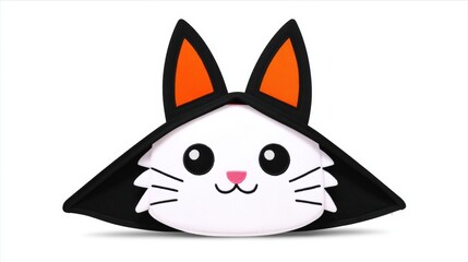 Fototapeta premium Cute Cat Face Cushion with Black and Orange Ears for Cozy Home Decoration and Comfort