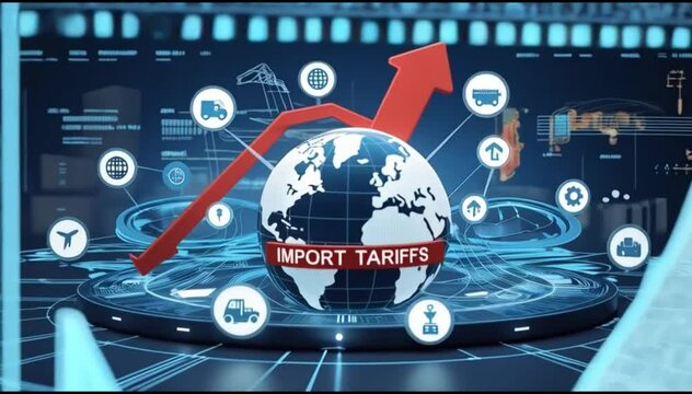 A digital concept image of global import tariffs	