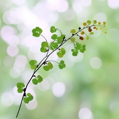 Spring Branch  Green Leaves  Nature  Botany  Fresh   New Growth  Soft Focus  Bokeh  Backgr