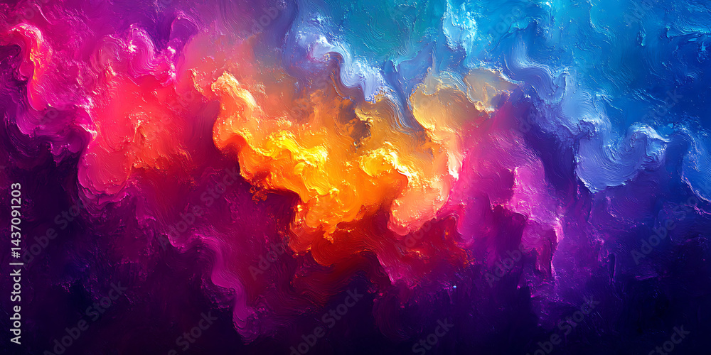 Poster abstract cloudscape digital art with vibrant colors blending in fluid texture for modern backgrounds
