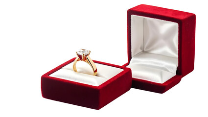 Elegant Gold Ring in Red Velvet Box for Jewelry Collection Display