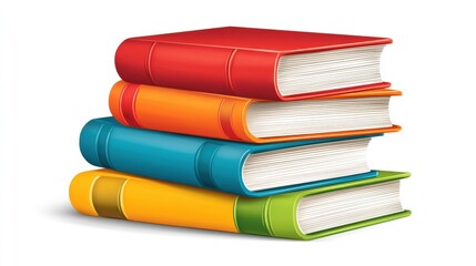 Colorful Stacked Books in Bright Shades Representing Knowledge and Education Concepts