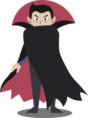 Illustration of Halloween Vampire. Vector Character in Flat Cartoon Design.