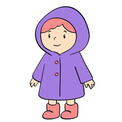 kid in raincoat hood standing still doodle illustration
