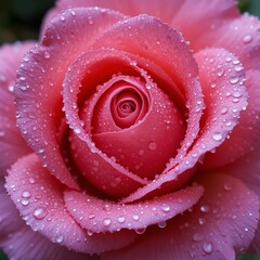 Dewdrops glistening on morning rose petals