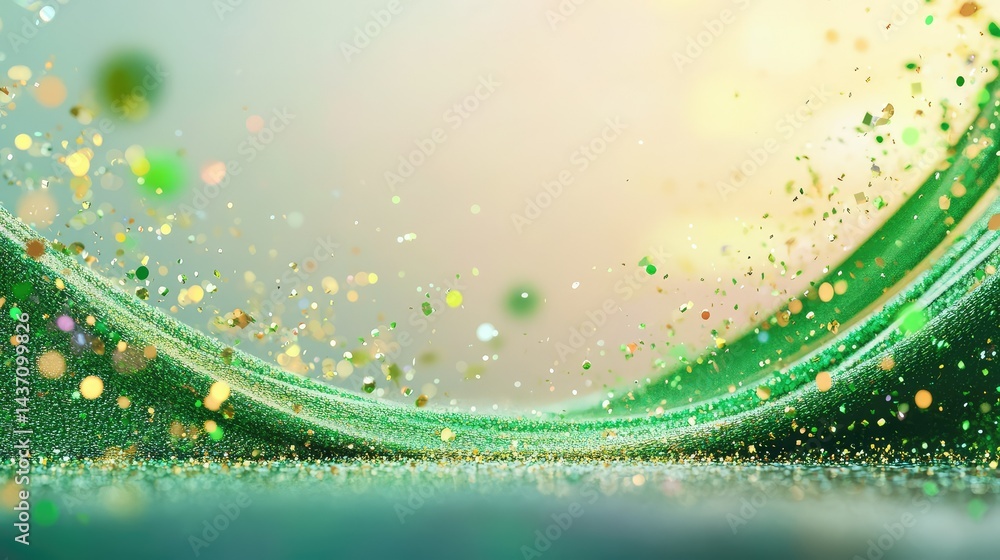 Poster smooth abstract digital background with green lines and pulsing tech elements in 3d