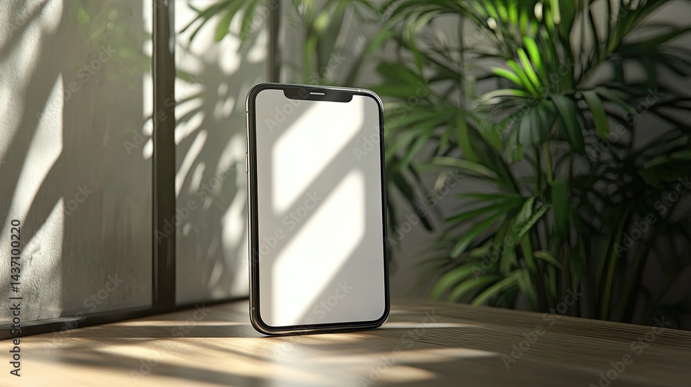 Poster a realistic phone mockup with a blank screen and soft reflections