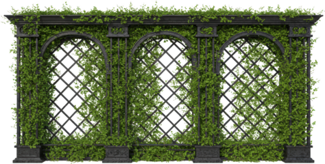 Ornate Garden Trellis with Lush Green Vines Stone Archway Vintage Design