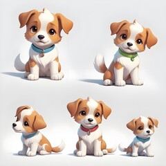 Fototapeta premium set of puppies cartoon