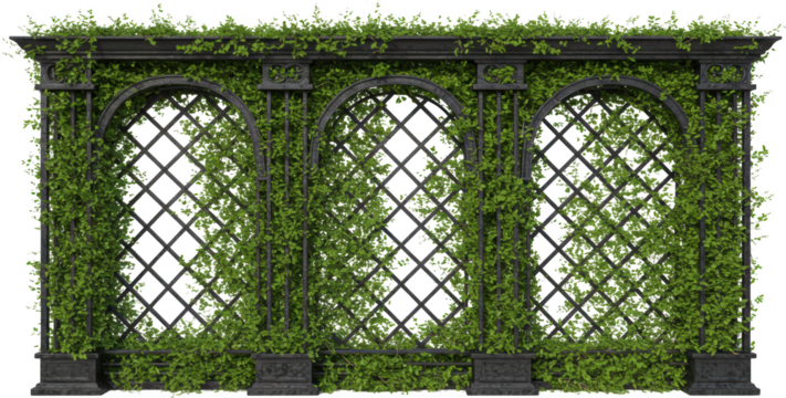 Ornate Garden Trellis with Lush Green Vines Stone Archway Vintage Design
