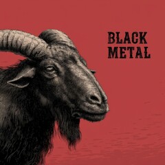 Black Metal Goat Head Illustration  Dark Art  Music Poster  Gothic Design