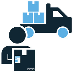 Courier icon vector for package transport, delivery services, and parcel dispatch. Ideal for shipping worker, express carrier, and logistics delivery job illustration.