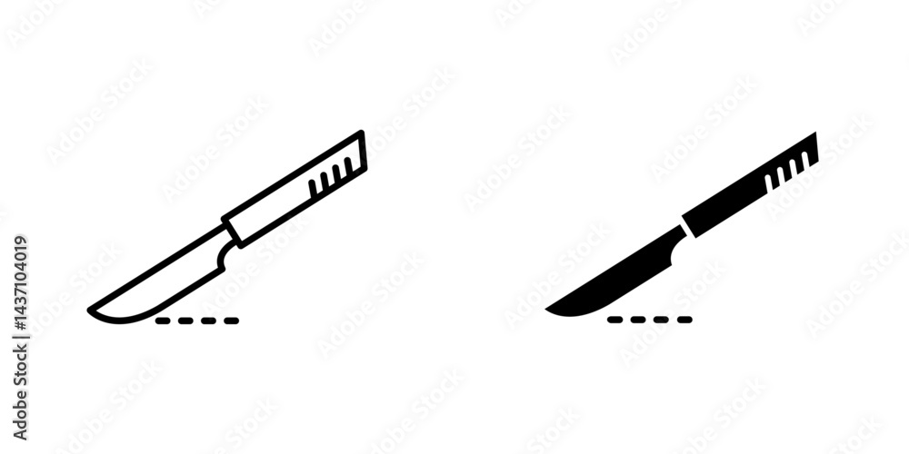 Poster scalpel path flat simple vector icons illustration set.