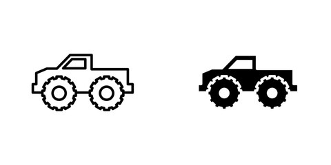 Monster truck flat simple vector icons illustration set. © Warpiya