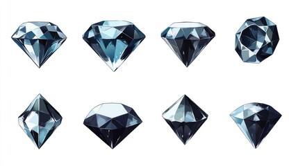 Fototapeta premium Variety of diamonds gem stones on white, for jewelry sales, isolated, studio shot