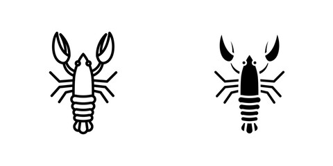 Lobster flat simple vector icons illustration set.