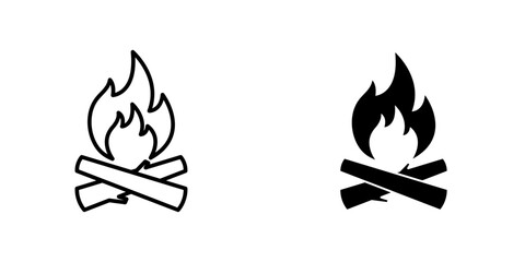 Campfire flat simple vector icons illustration set.