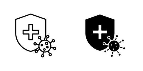 Shield virus flat simple vector icons illustration set.