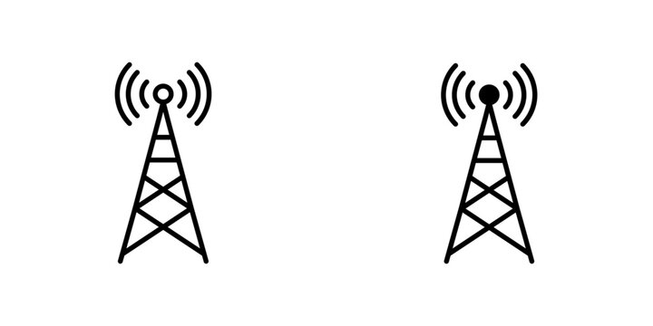 Broadcast tower flat simple vector icons illustration set.