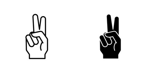 Hand peace flat simple vector icons illustration set.