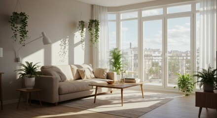 Elegant and cozy modern interiors featuring Scandinavian and contemporary designs, warm earth tones, vibrant accent walls, minimalistic decor, stylish furniture, natural lighting, and inviting living 