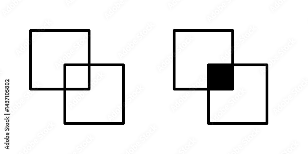Poster object intersect flat simple vector icons illustration set.