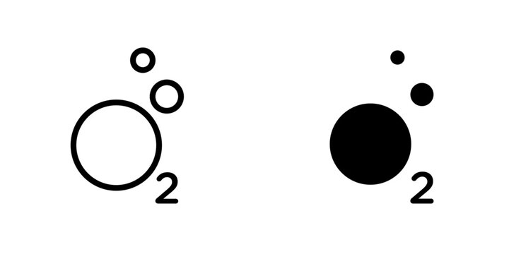 Oxygen O2 flat simple vector icons illustration set.