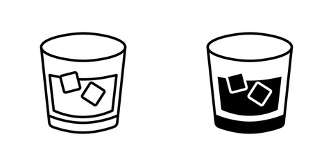 Whiskey Glass flat simple vector icons illustration set.