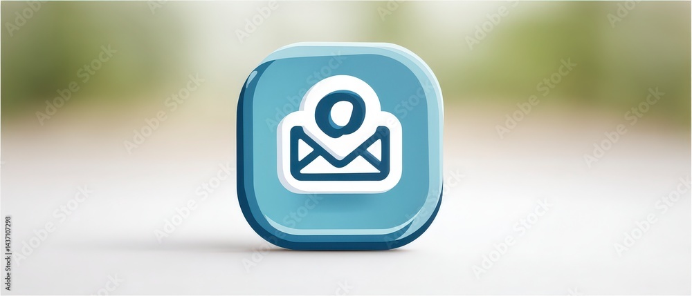 Poster 3d email icon message communication app button digital online notification internet