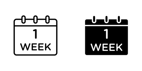 Calendar week flat simple vector icons illustration set.