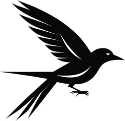 Fototapeta premium Stylized Flying Bird Logo - Minimalist Black Silhouette in Modern Geometric Design