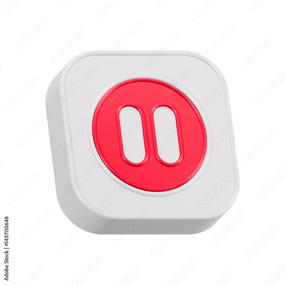 Poster pause button 3d rendering