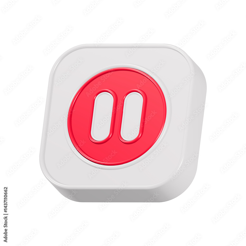 Poster pause button 3d rendering