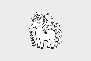 cute unicorn illustration vector